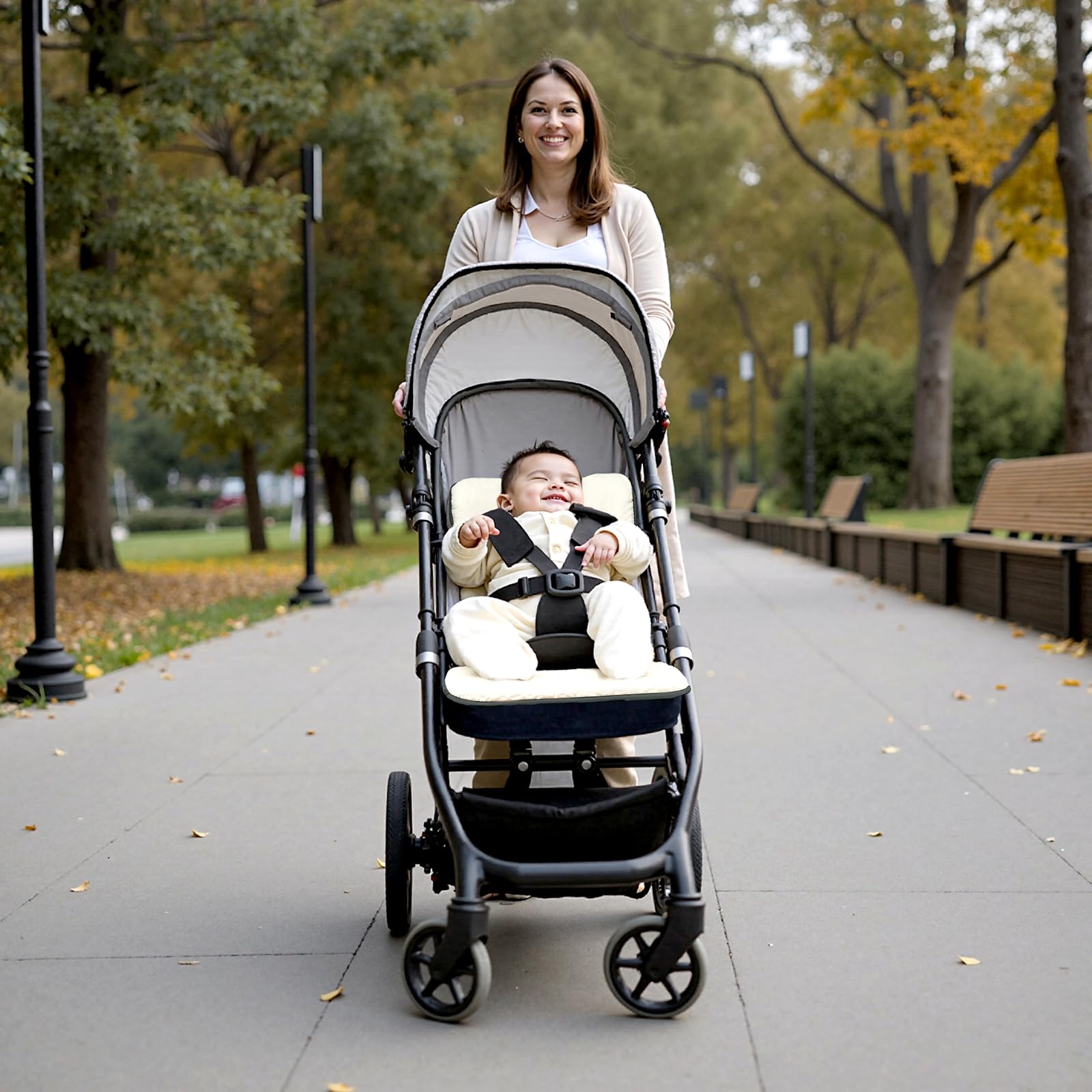 Momcozy Wendbares Sitzauflage Kinderwagen | Universelle, atmungsaktive Sitzauflage | Winterwarme kinderwagen zubehör | Kissenauflage für Wiege/Tragewagen | Plüsch für den Winter & weicher Stoff