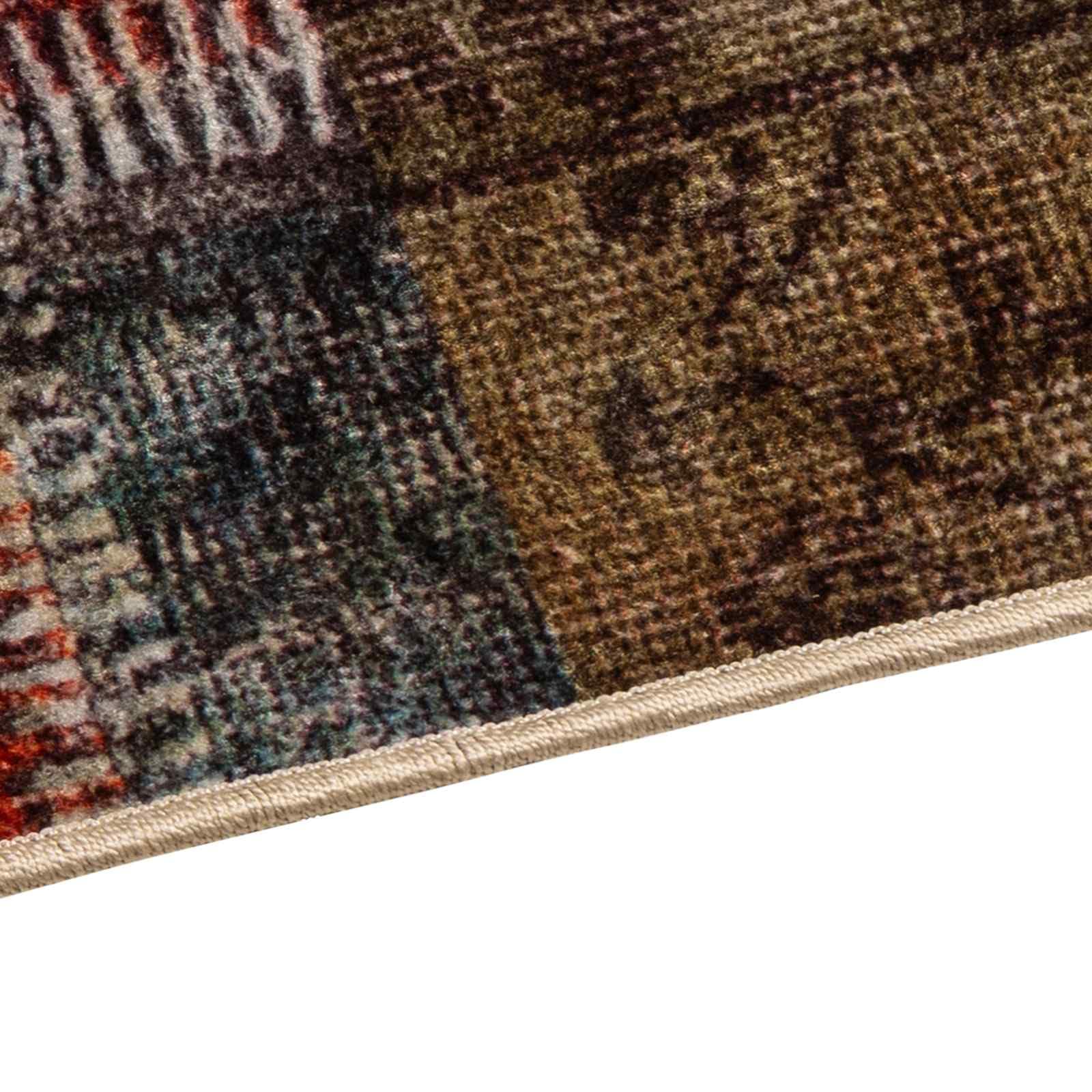 Teppichläufer MARSA 80 x 200 cm Mehrfarbig - Moderner Flurläufer rutschfest & Waschbar - Weicher Kurzflor Teppich aus Polyester & PVC für Flur, Wohnzimmer und Schlafzimmer
