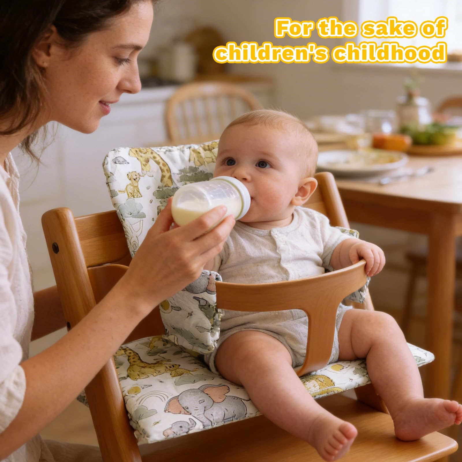 Cuscini per Seggiolone Stokke Tripp Trapp, 2 Pezzi Antiscivolo Cuscino per Seggiolone Pappa Impermeabile Cuscino Sedia Bambini Modelli Animali Cotone PP ad Alta Resilienza