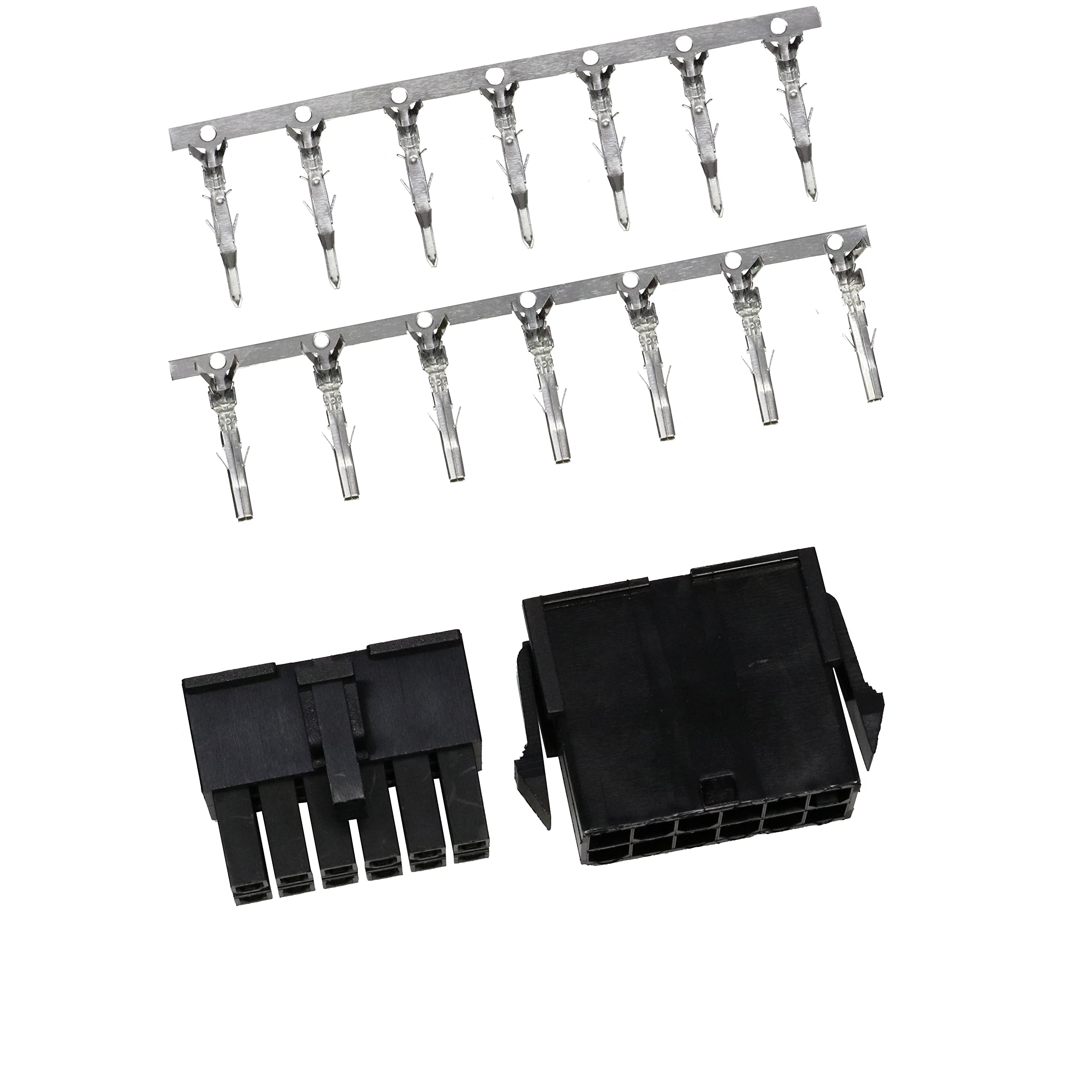 5557/5559 Double Row 4.2mm Black 12-pin Wire-to-Wire Crimp Connector Plug + Wire Socket + Crimps, Pack of 10 Compatible With Molex Mini-Fit Jr. — image 1