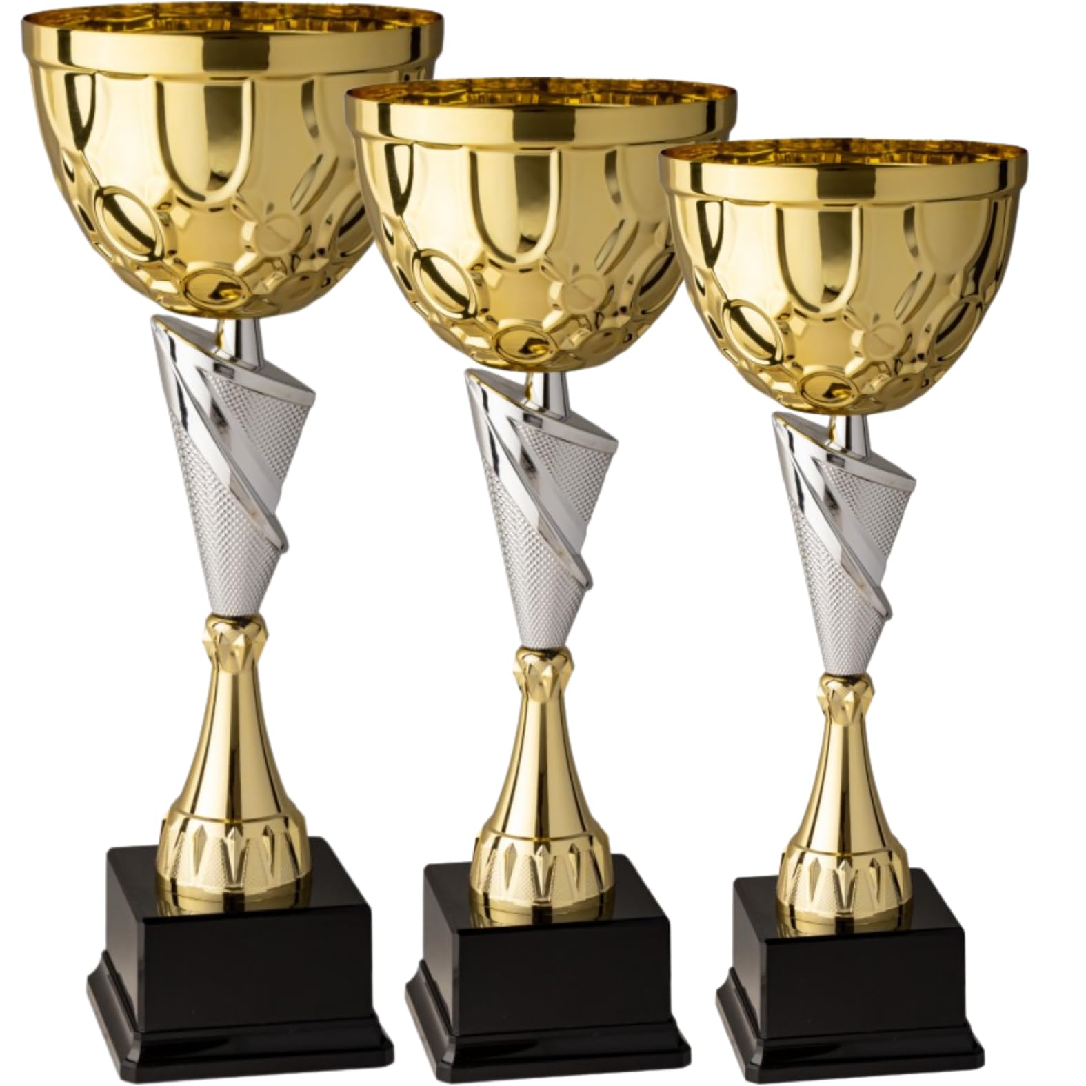 Tris Premiazioni Personalizzate 44-41 - 38 cm Coppa Trofeo con Targhetta Inclusa Trofei e Coppe Varie Misure per Sport, Calcio, Basket, Volley, Eventi Sportivi, Fantacalcio 8.039T