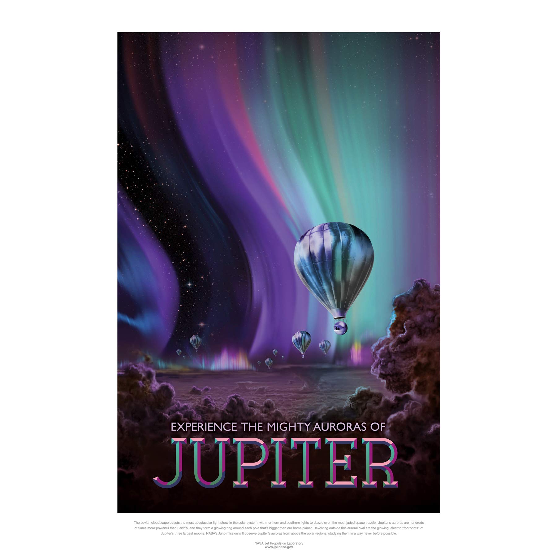 Wee Blue Coo NASA Space Travel Advert Jupiter Large Wall Art Poster Print Thick Paper 18X24 Inch