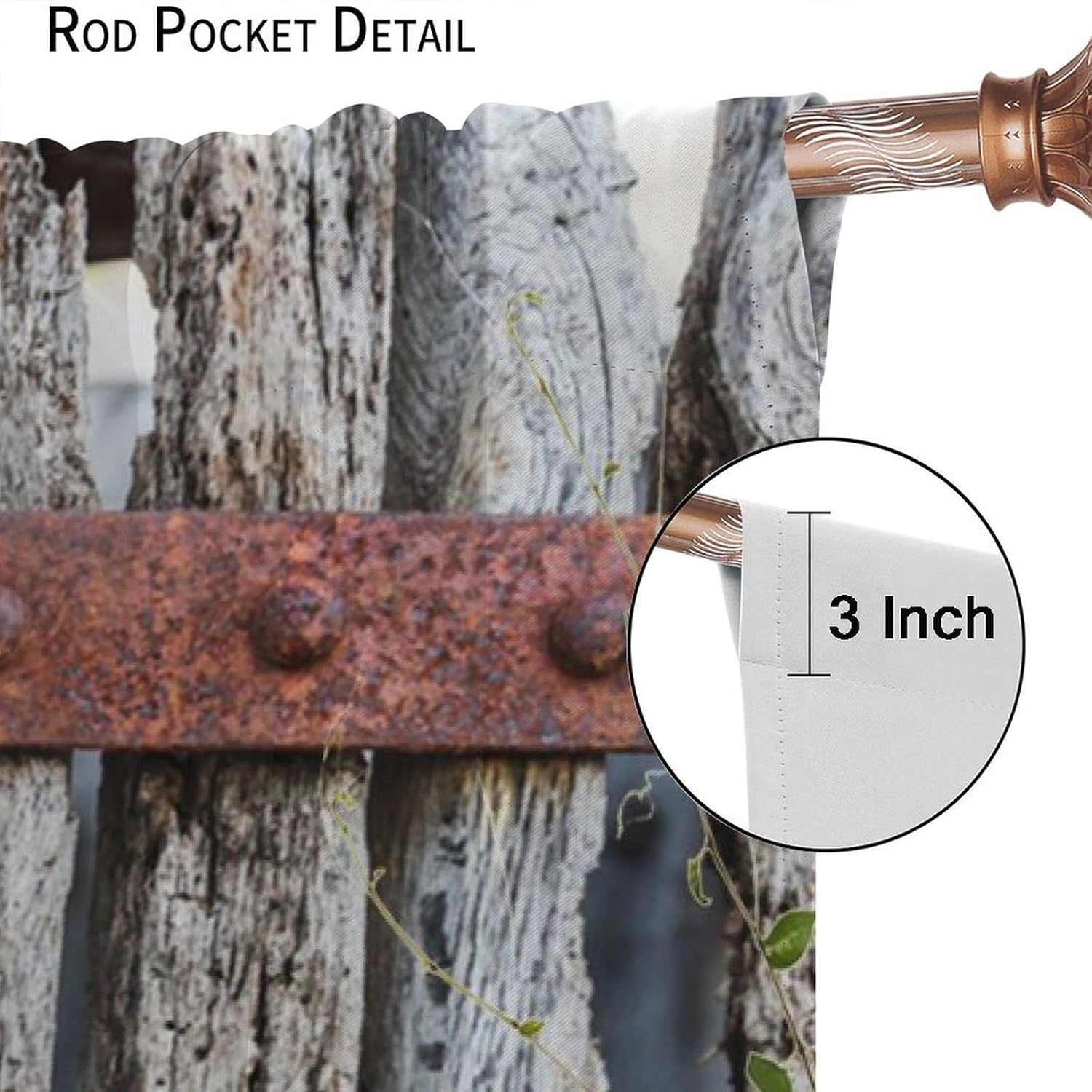 Rustic Wooden Barn Door Curtains Wood Plank Brown Barnwood Western Country Lodge FarmhouseWindow Drapes Rod Pocket Curtains Darkening Window Treatments 55x63in
