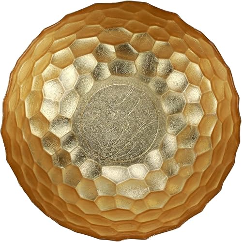 Miniatura 3 de Vietri Rufolo - Cuenco de cristal dorado con forma de panal de abeja, plato decorativo, cuenco de frutas y dulces para oficinahogar