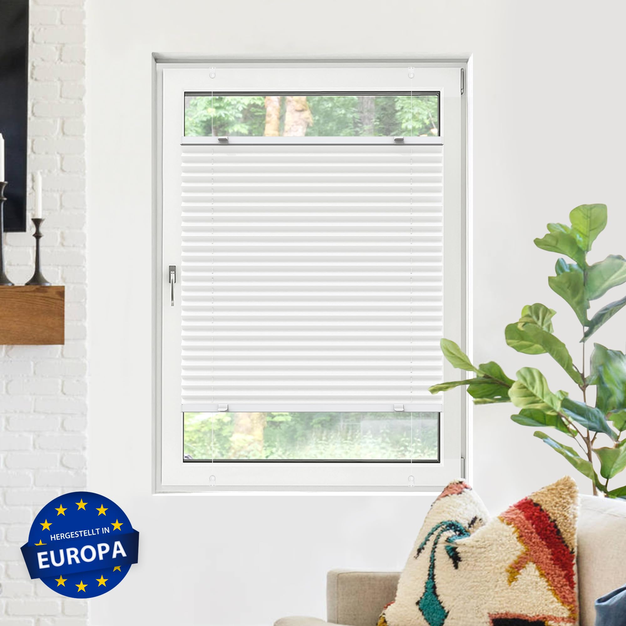 Tenda Plissé Victoria M. EasyFix - Montaggio Senza Foratura, 85x200cm Bianco Per Privacy E Sole - Foto 3