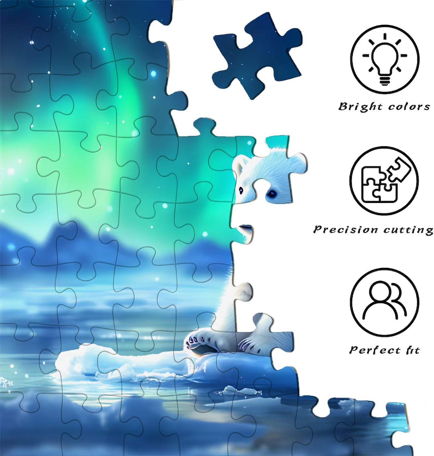 Puzzle 5000 elementów, drewniane puzzle dla dorosłych – Impossible Puzzle 156,5 x 105,5 cm niffy gra myśleniowa dla kobiet i mężczyzn, gra rodzinna, dekoracja domu, prezent dla kobiet, zorza polarna