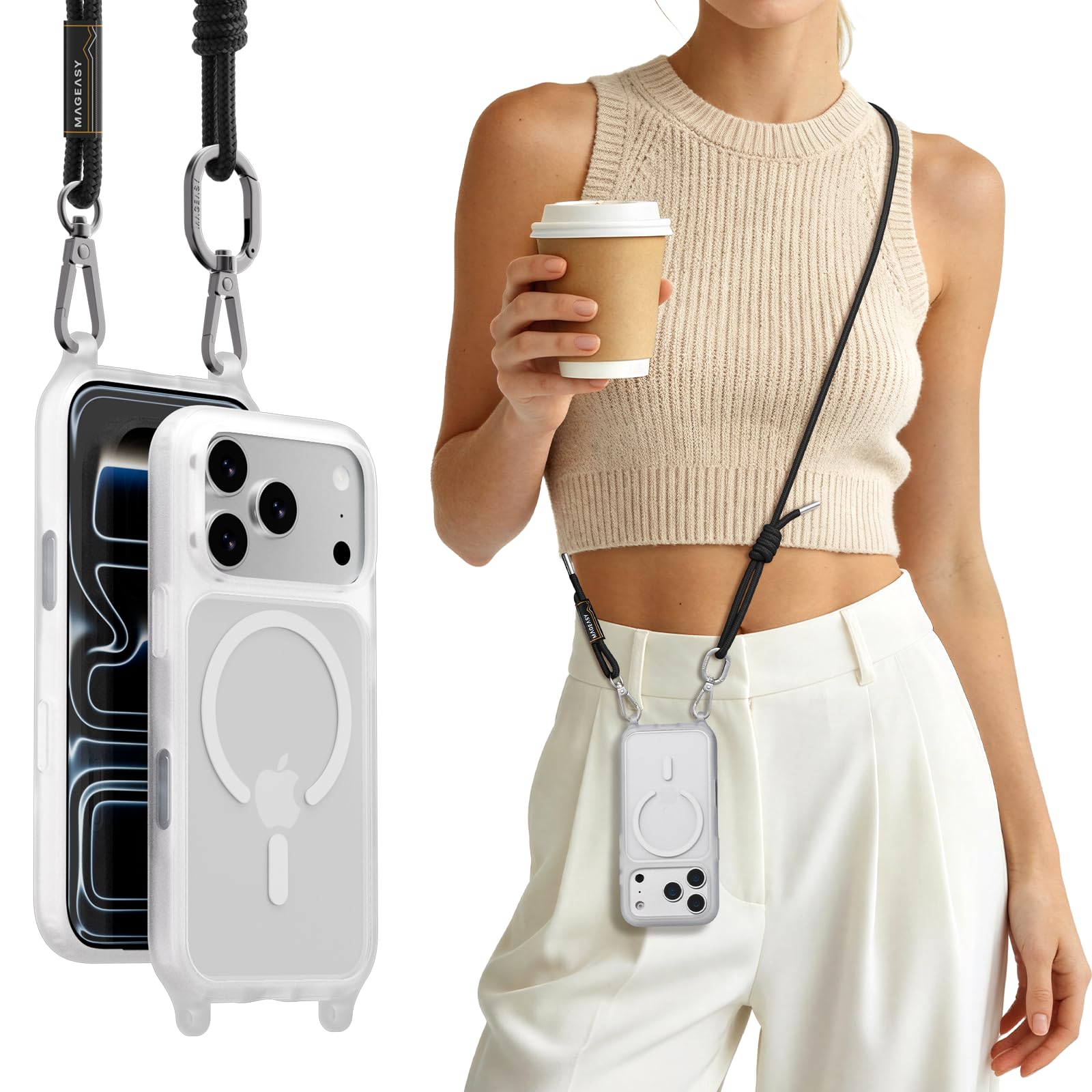 Amazon.com: MAGEASY Roam MagSafe Crossbody iPhone Case with