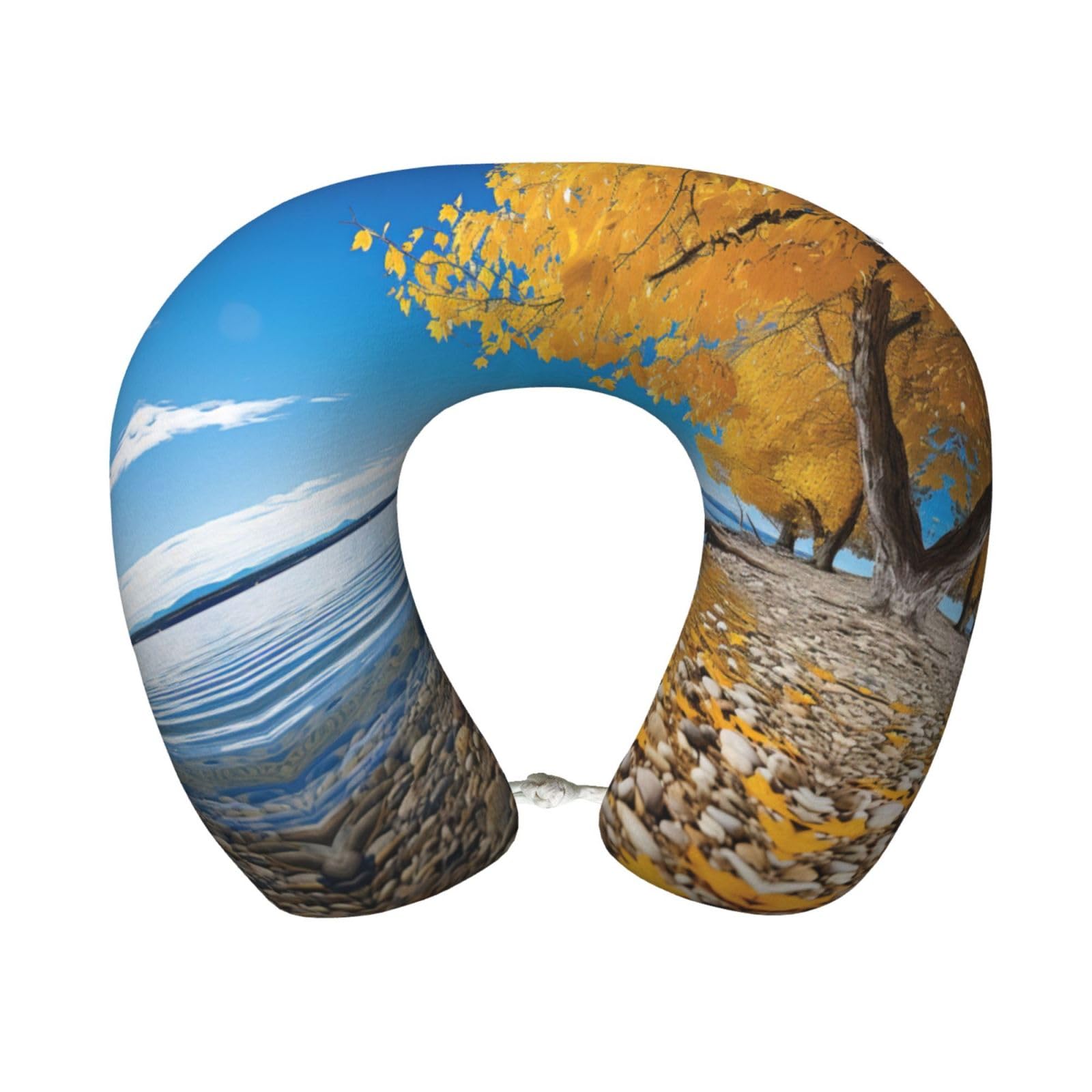 XingFox Autumn Print Custom U-Shaped Travel Pillow,Memory Foam Cervical Neck Pillow,for Napping,Plane,Car,Home,Office