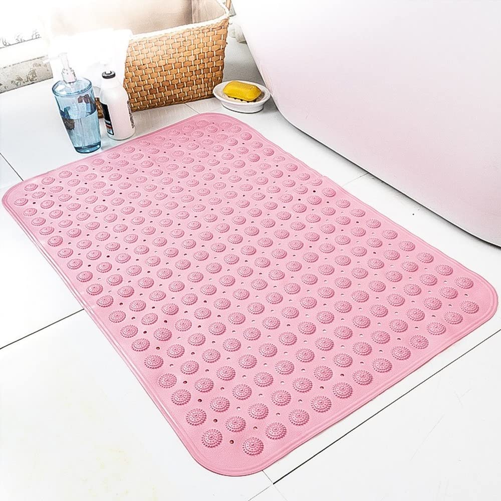 Tapis de bain baignoire antidérapant PVC rose long 40x100 cm lavable et massant pour salle de bain