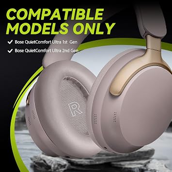 Aurivor Replacement Ear Pads Cushions for Bose QuietComfort(QC) Ultra Wireless Headphones- Covers with Soft-touch Protein Leather, Noise Isolation Memory Foam,Added Thickness (Sandstone)