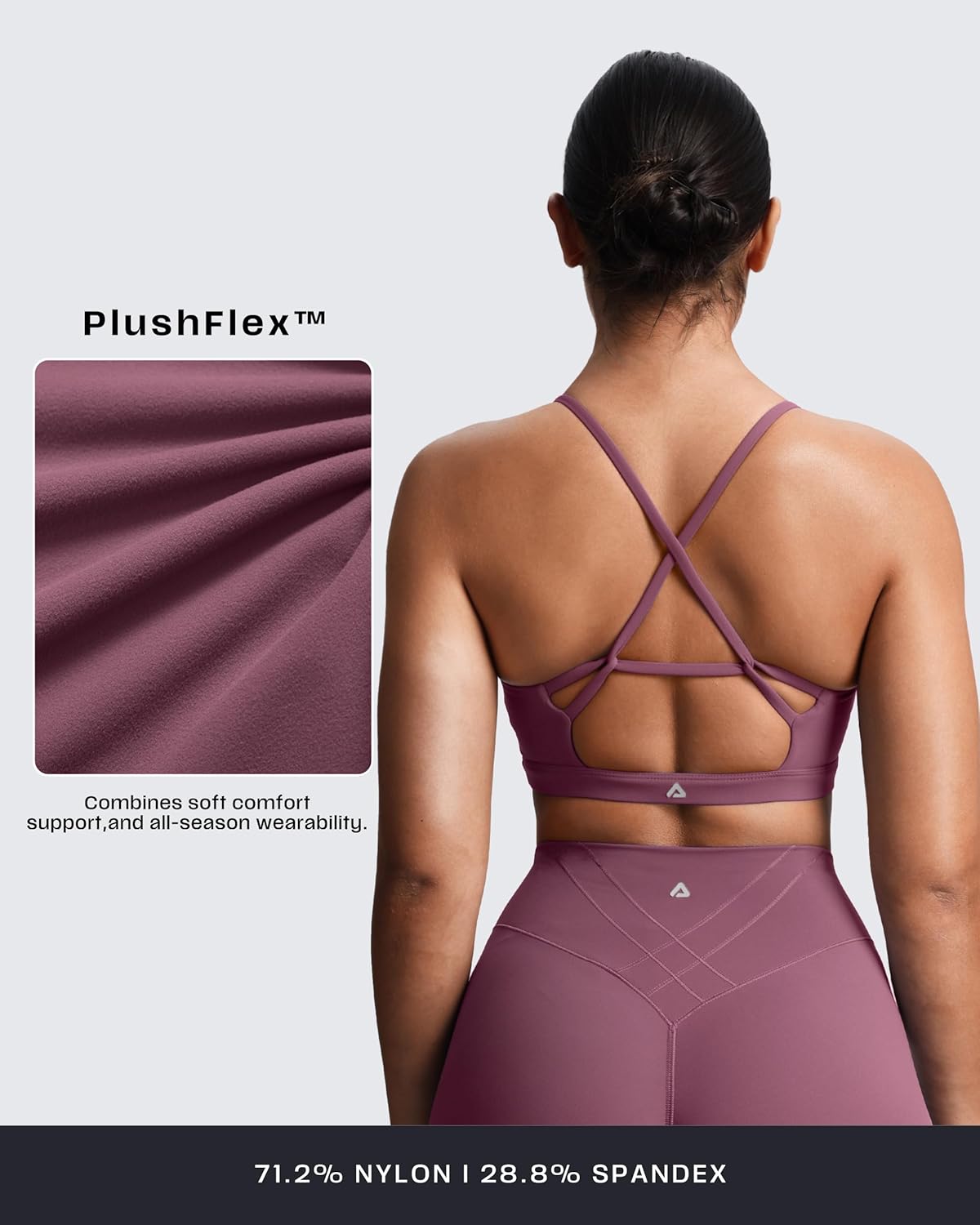 Aoxjox Women's Workout Sports Bras Cross Back Fitness Athletic Velura Ruched Bra PlushFlex™ Yoga Crop Tank - Image 5