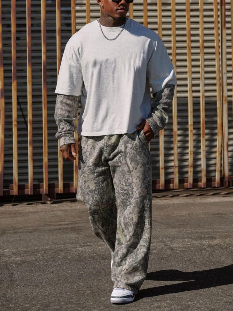 Men's Baggy Camo & Floral Print Sweatpants Athletic Joggers Lightweight Running Workout Streetwear with Pockets - Image 2