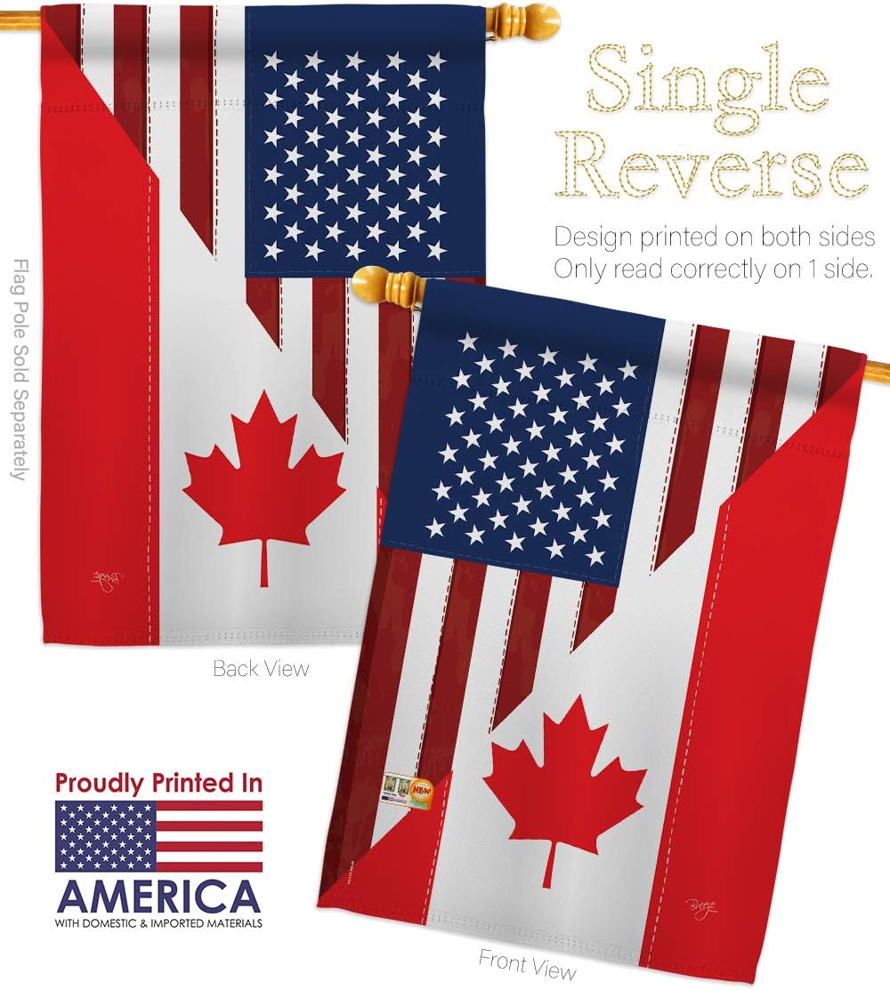 US Canada Friendship House Flag Regional USA American Alliance World Country Particular Area Small Decorative Gift Yard Banner Made In 28 X 40