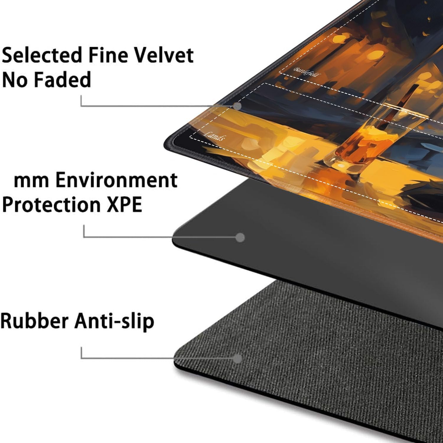 JVGFYNKL for TCG Playmat, Playmat with Zones, 24x14 in Non-Slip Rubber for MTG Playmat with Drawstring Travel Pouch and 6 Dice, Black Cat at Cafe at Night for MTG Mat, Card Game Playmats