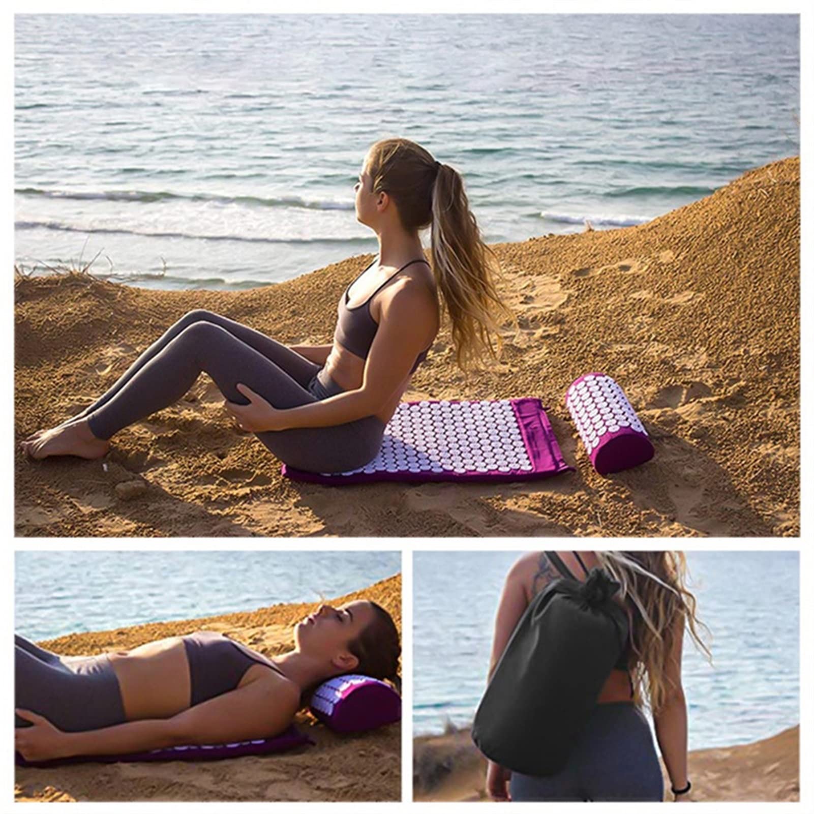 DieffematicYJD Tapis De Sport Tapis de Massage à Tapis d'acupressure et Oreiller Soulager Relax Relax Muscles Tapis de Yoga antidérapants Tapis d'acupuncture Coussins Applicateur (Color : Green)
