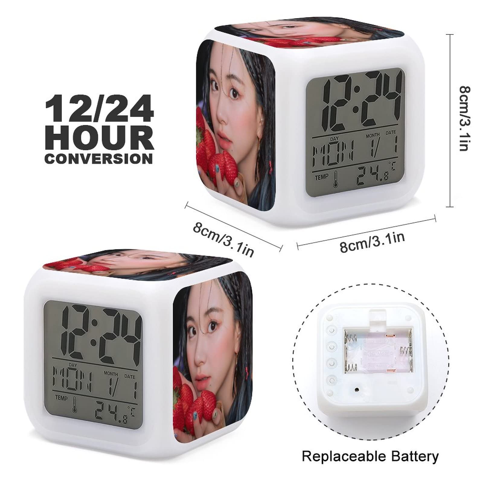 Amazon.co.jp: TWICE チェヨン 目覚まし時計 LED デジタル時計 12/24