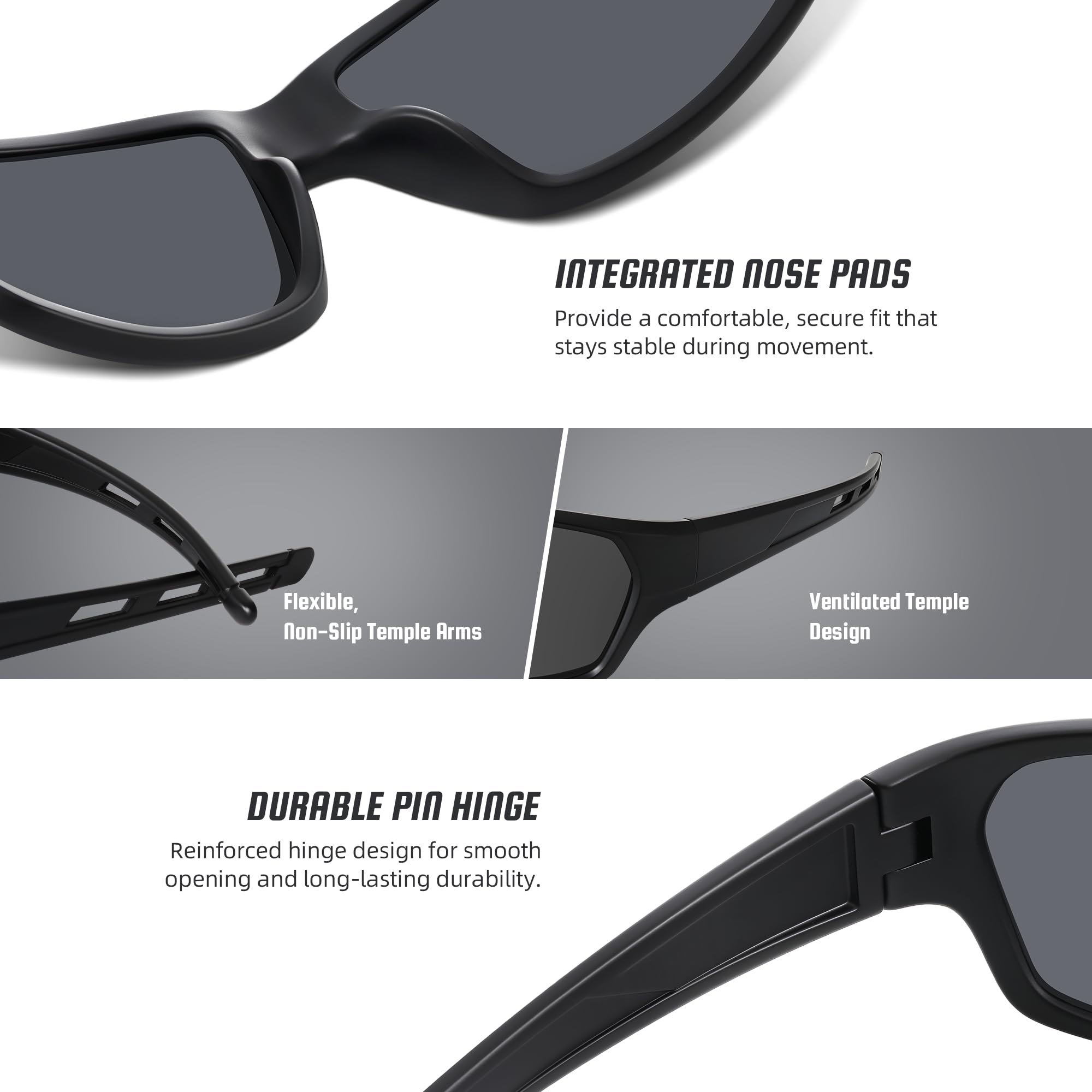 XVXV Occhiali da sole sportivi polarizzati per uomo, occhiali da sole avvolgenti con protezione UV per guida, pesca, golf
