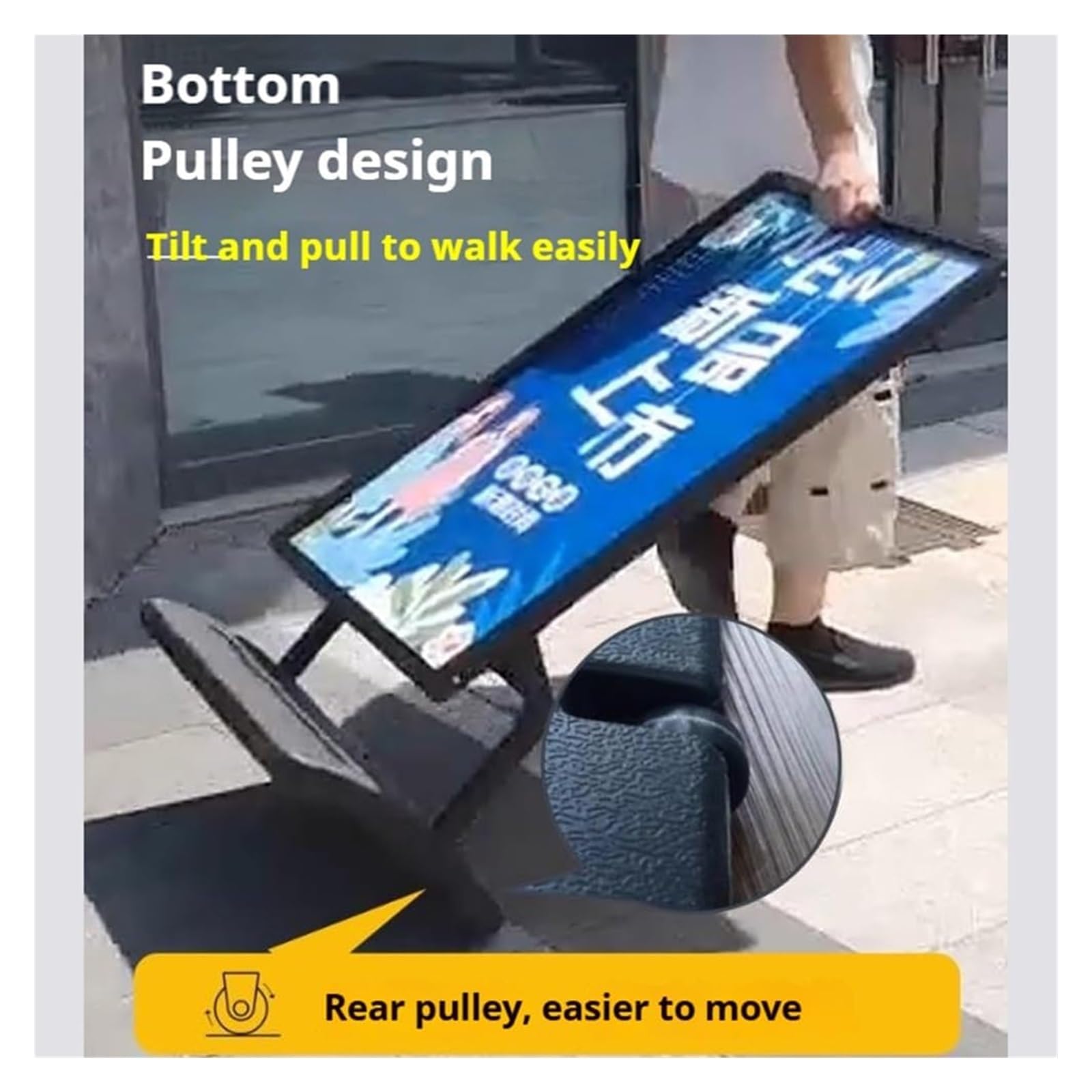 Soporte For Carteles De Exterior con Base Rellena, Resistente Al Viento, For Aceras, con Dos Ruedas En La Parte Inferior, For Negocios, Publicidad, Menús Y Guías.(Gold)