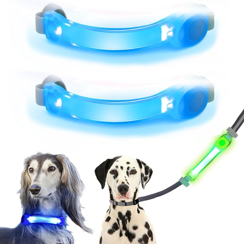 Luz LED de segurança para coleira e peitoral de cães, faixa com Velcro, à prova d’água Fashion&cool, pacote com 2