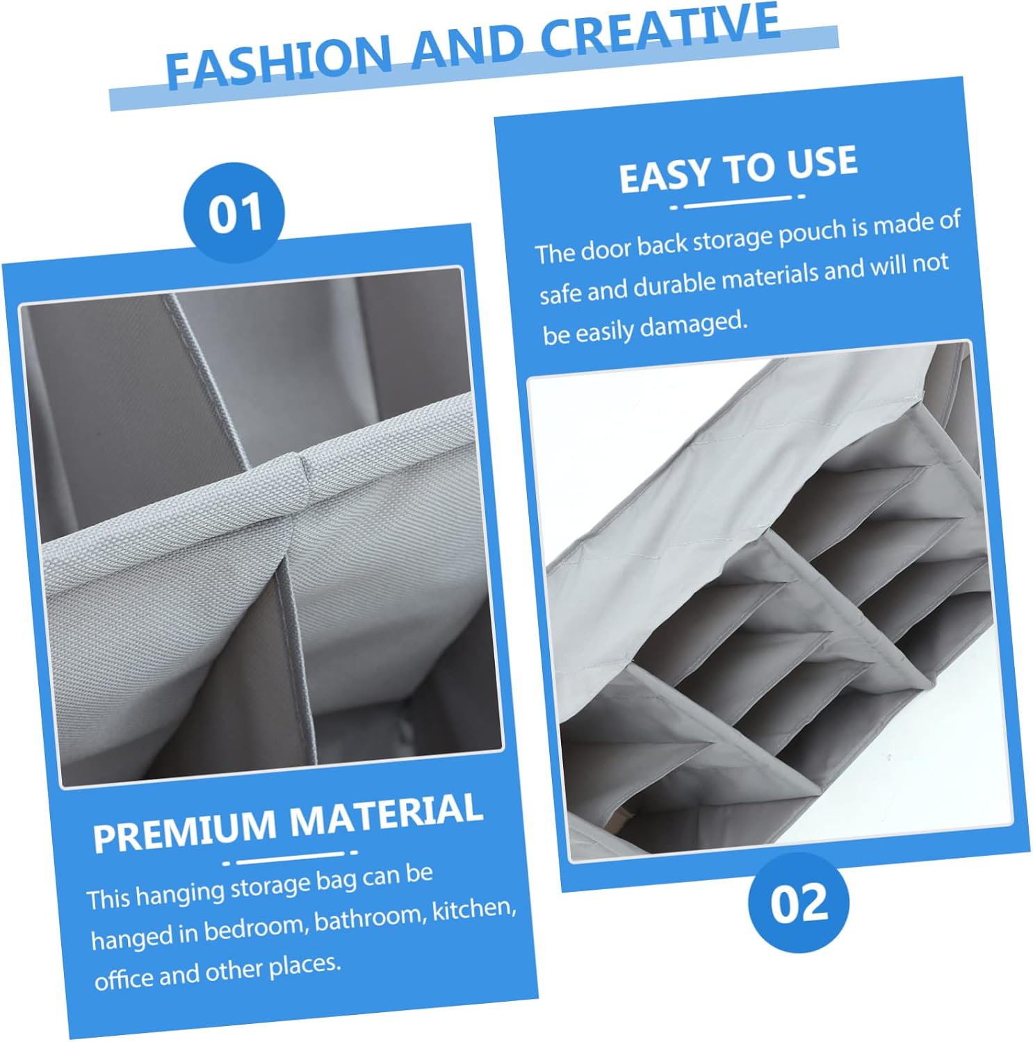 CHILDWEET Multi-Functional Wall-Mounted Storage Bag Gray 14-Pocket Over Door Organizer Sturdy Hanging Storage for Household Sundries for Entryway and Closet