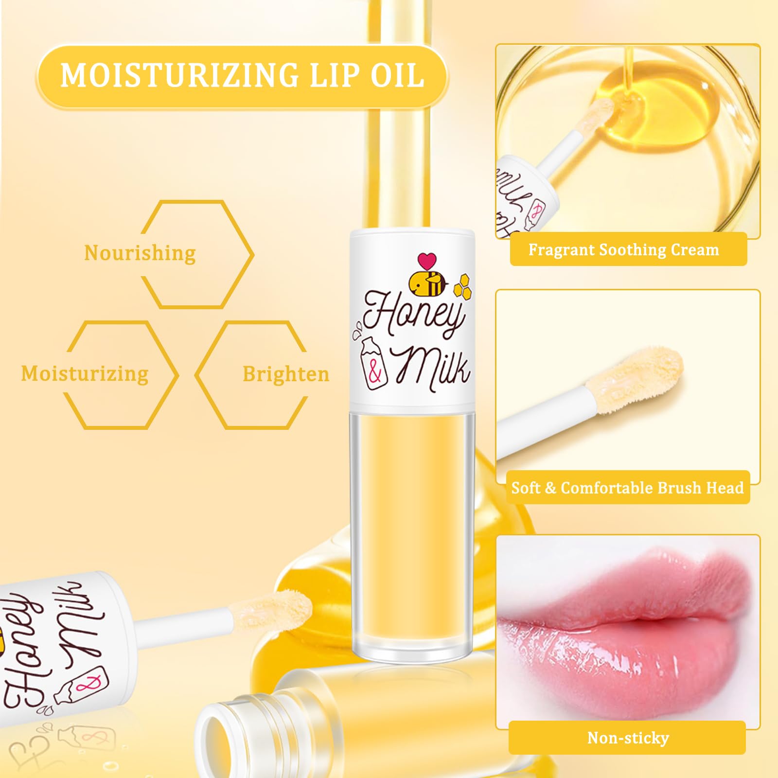 Kit 4 Pezzi per la Cura Delle Labbra, Balsamo Maschera Olio Scrub Esfoliante, Idratante Maschera Dormire al Miele e Latte, Lenisce le Labbra Secche