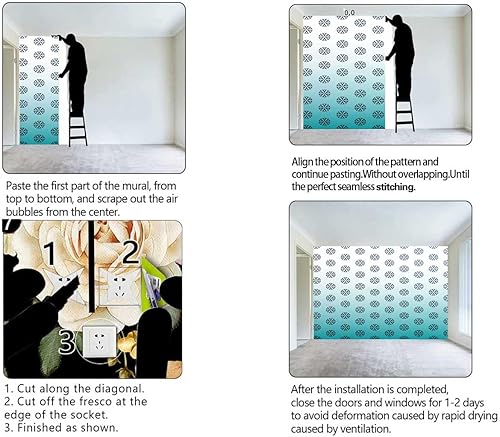 Miniatura 4 de YANFENQI Peel and Stick Contact Paper White Cyan Gradient Papel para Pared Decorativo Geometric Checked for Bedroom Whole New Look (W) 118" X(H) 110"