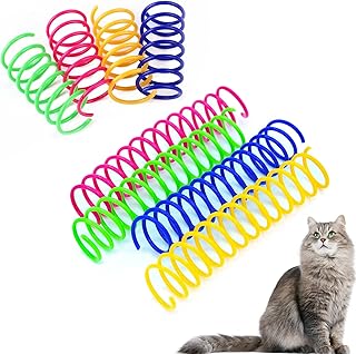 24 Pcs Cat Spring Toy, Interactive Cat Spring Toys, Colorful Springs Toys, Plastic Coil Spiral Springs, for Pet Indoor Play(12 Large + 12 small)