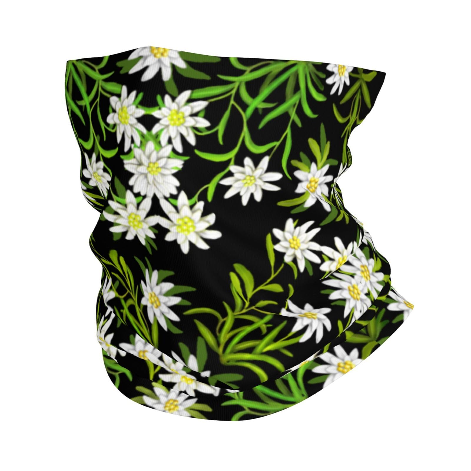 Poadnly Unisex As Picture Swiss Alpine Edelweiss Floral, Bandana Neck Gaiter Soft Face Cover Neck Warmer Tube Half Face Mask