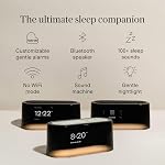 Loftie Alarm Clock with Sound Machine – Smart Alarm Clock with Light, White Noise, Bluetooth Speaker, Night Light Sound Machine, 100+ Sounds, Blackout Mode, No WiFi Mode, Optional App-Black