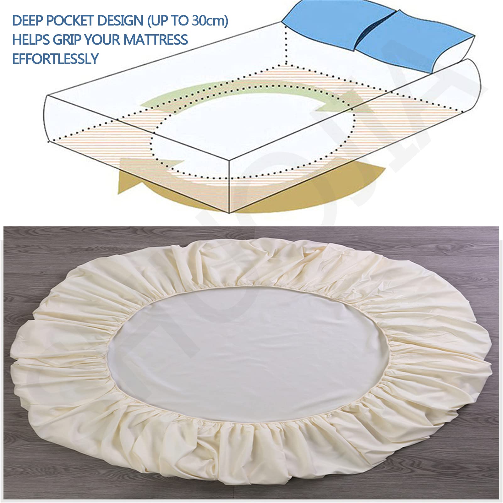 Waterproof Mattress Protector Fitted Mattress Cover Breathable Mattress Protection Washable Bed Cover (Beige,90cmX200cmX30cm)