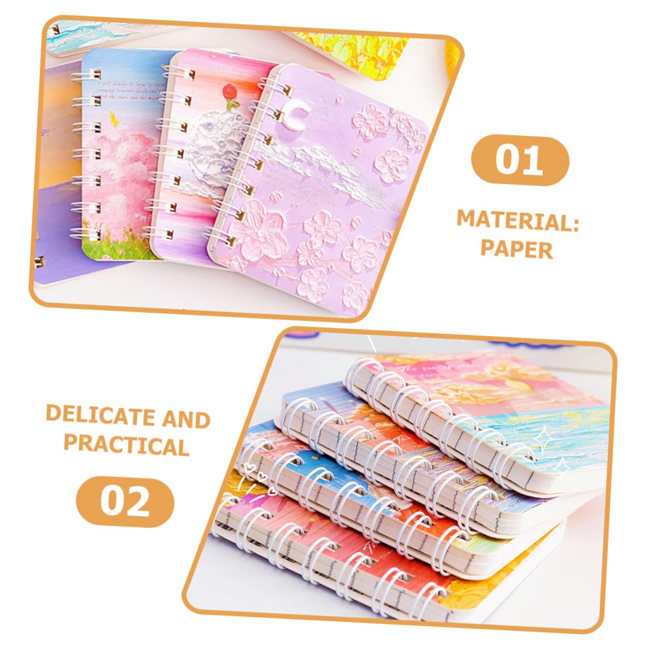 Artibetter 4 Piezas Libretas Espirales Notas Cuadernos de Estudio y Aleatorio Estudiantes y Oficinistas