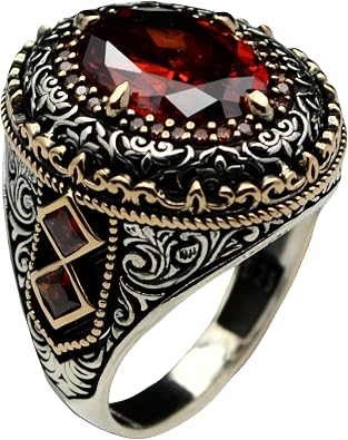 Mens Ruby Gemstone Ring 925 Sterling Silver
