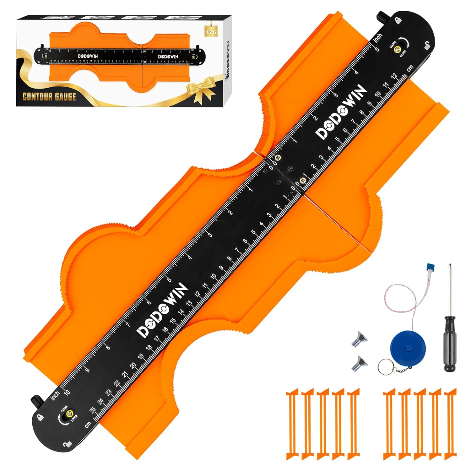 dodowin Connectable Contour Gauge 10+5inch, Mens Christmas Gifts for Dad Him Husband,Stocking Stuffers for Adult Men, Super Gauge Outline Shape Tool, Woodworking Tools,Anniversary Birthday Gifts Idea