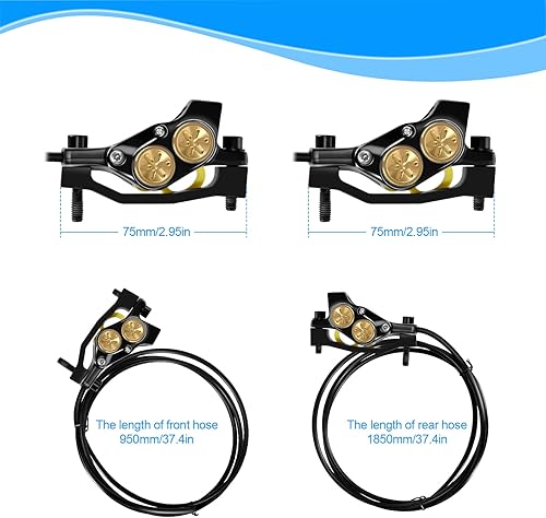 Miniatura 2 de Juego de herramientas de freno de disco hidráulico de 4 pistones para bicicleta eléctrica, fuerza de frenado en seco de 610 NM, palanca de freno de