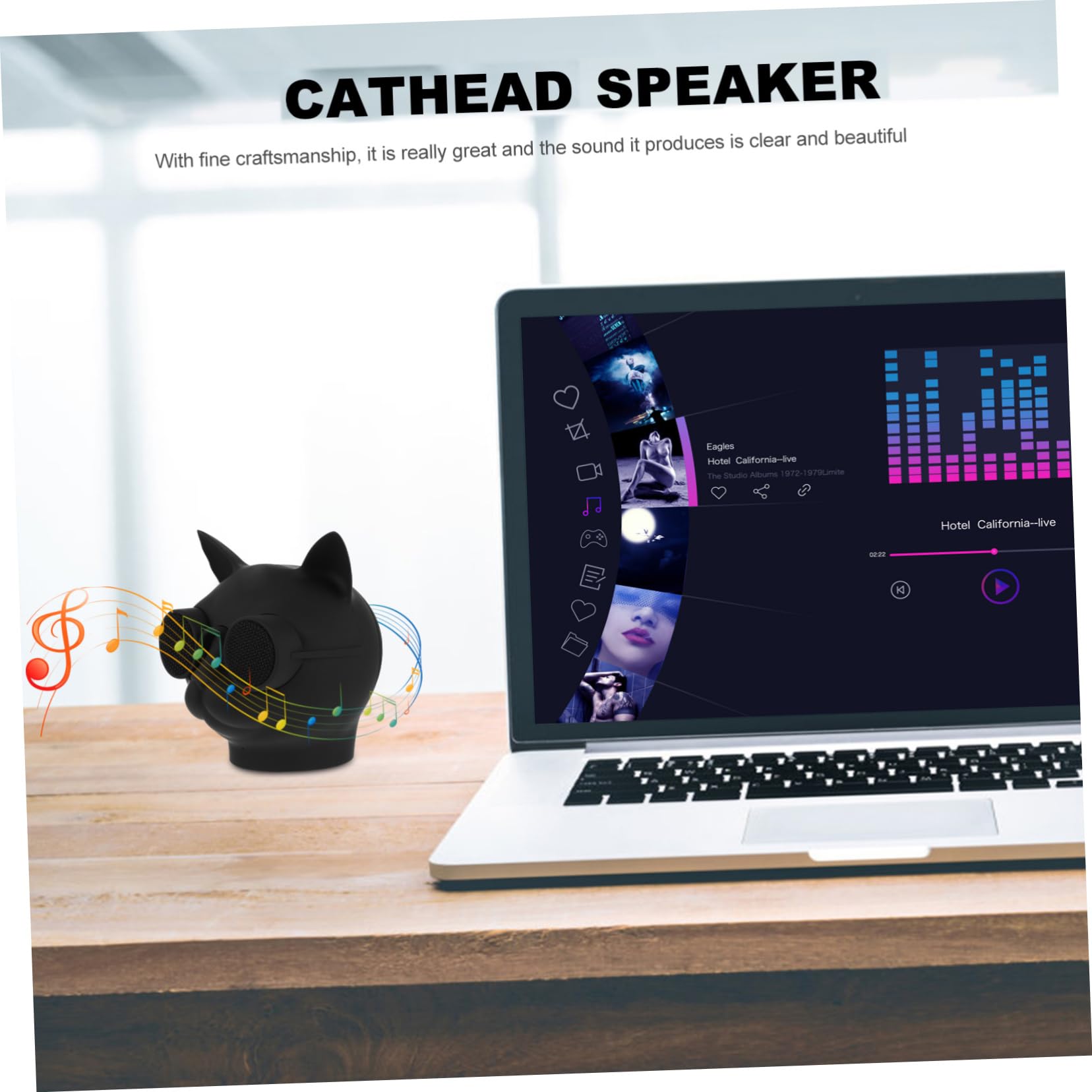 NUOBESTY Mini Haut-Parleur sans Fil Chat Pliable, Appareil Pratique pour Extérieur Et Bureau, Connexion USB Rapide, Noir, Portable pour Voyages Et Loisirs