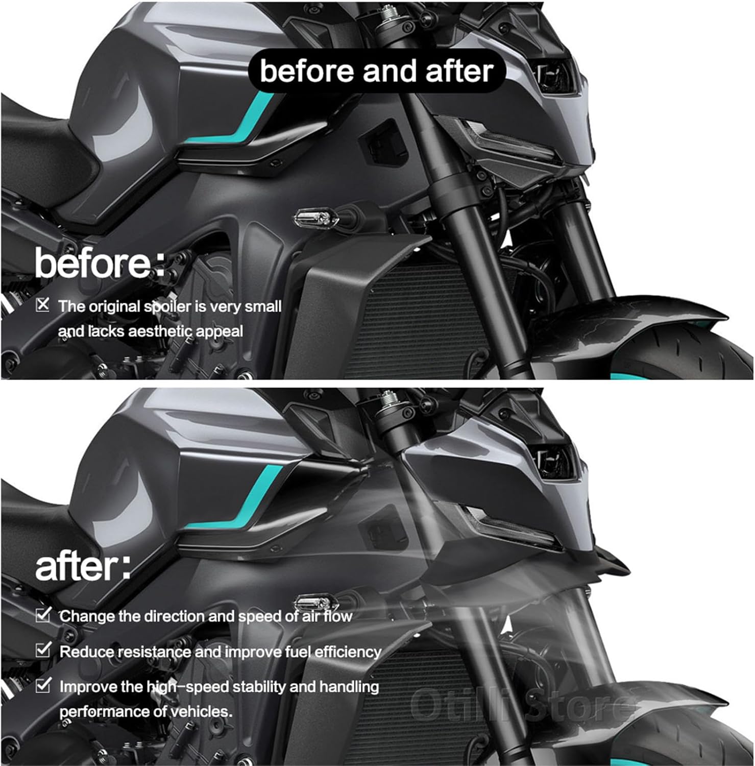 for Yamaha MT-09 MT 09 MT09 SP 2024 2025 Motorcycle Downforce Naked Frontal Spoilers Winglet Aerodynamic Wing Front Spoiler Kit