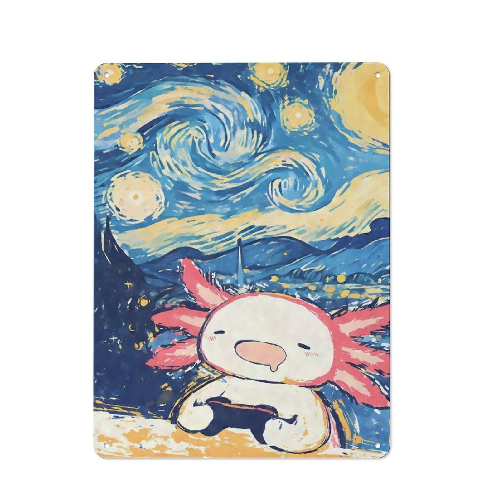 Axolotl Gaming Starry Night Cottage Style Metal Wall Decor 40x30cm, Farmhouse Metal Sign for Farmhouse Kitchen, Pantry Or Dining Area