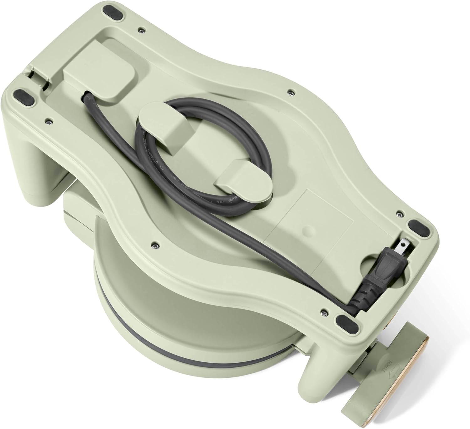 Rotating Belgian Waffle Maker, Black, by Drew Barrymore Flower, Makes 1-Inch Thick Waffles, Stainless Steel (Sage Green)