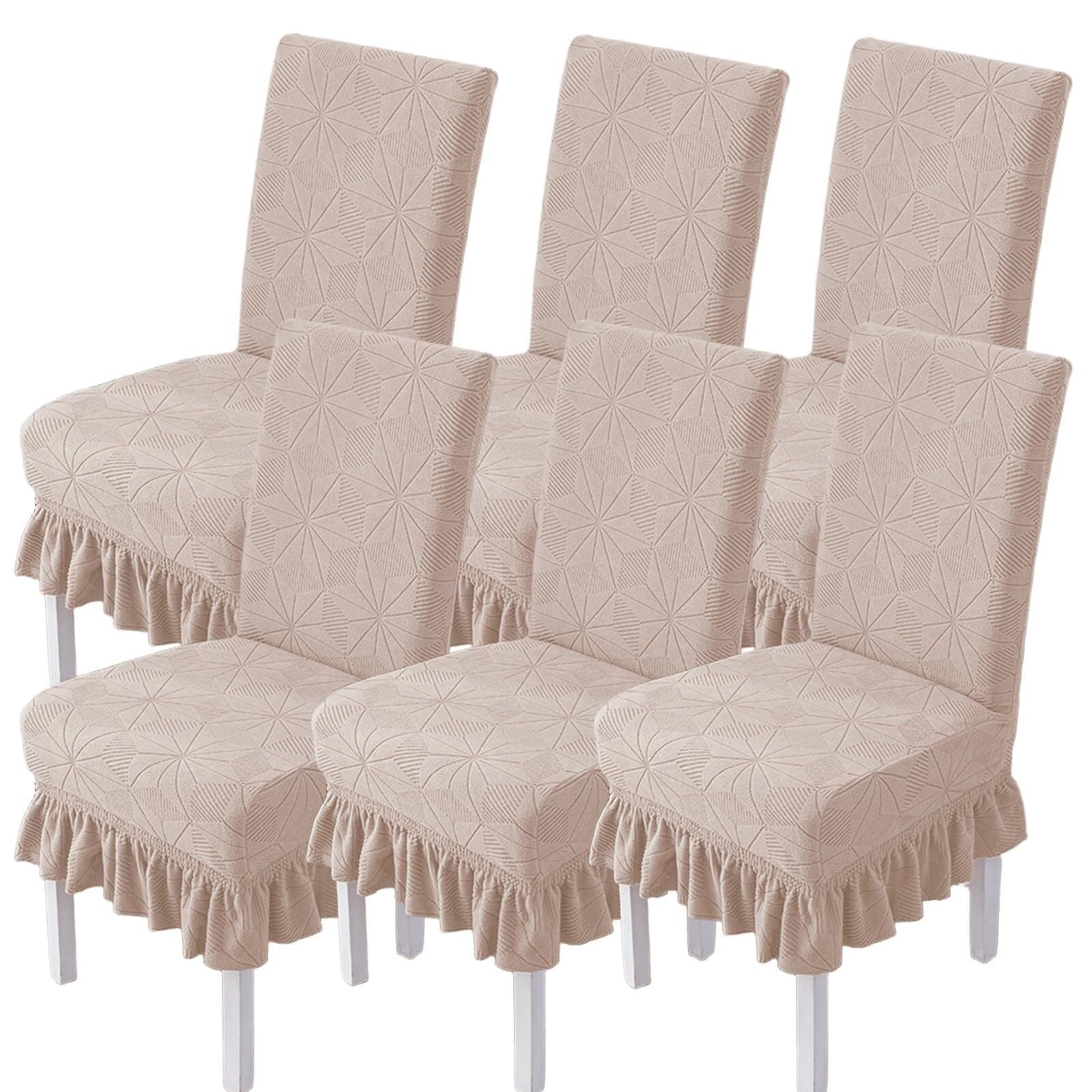 NMVAWIPT Jacquard Stretch Universal Dining Chair Covers With Skirt, Removable Washable Protectors For Home, Restaurant, Banquet(14#)