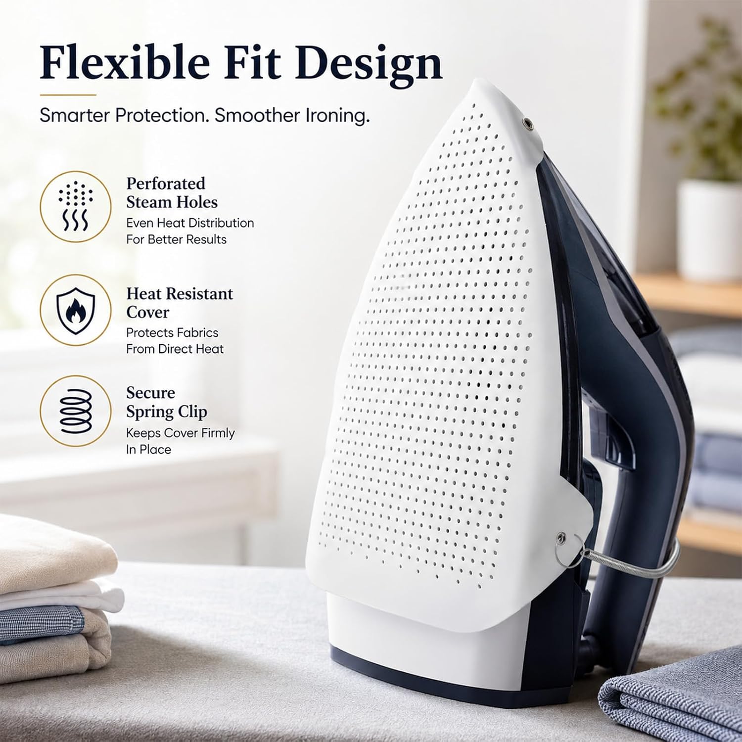Skrfren 1 Piece Iron Cover to Protect Clothes, Ironing Pressing Pad Anti-Scorching Base Irons Sole Plate Accessory for Electric Irons, Prevents Burn, Sticking, Easy Installation