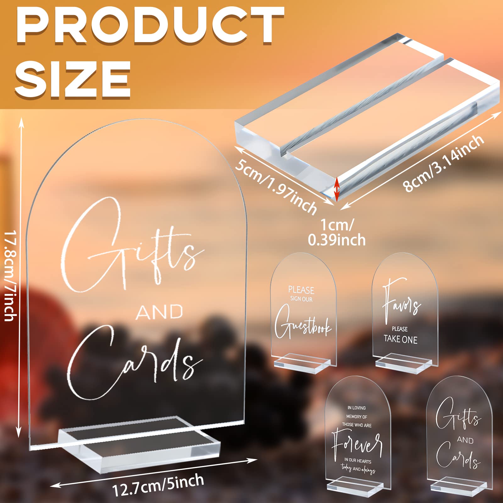 Panneau De Cartes Et Cadeaux Pour Mariage - 12,7 X 17,8 Cm - En Acrylique Transparent - Avec Support En Acrylique - Cartes De Police Cursives Et Cadeaux Pour Réception, Mariage Et