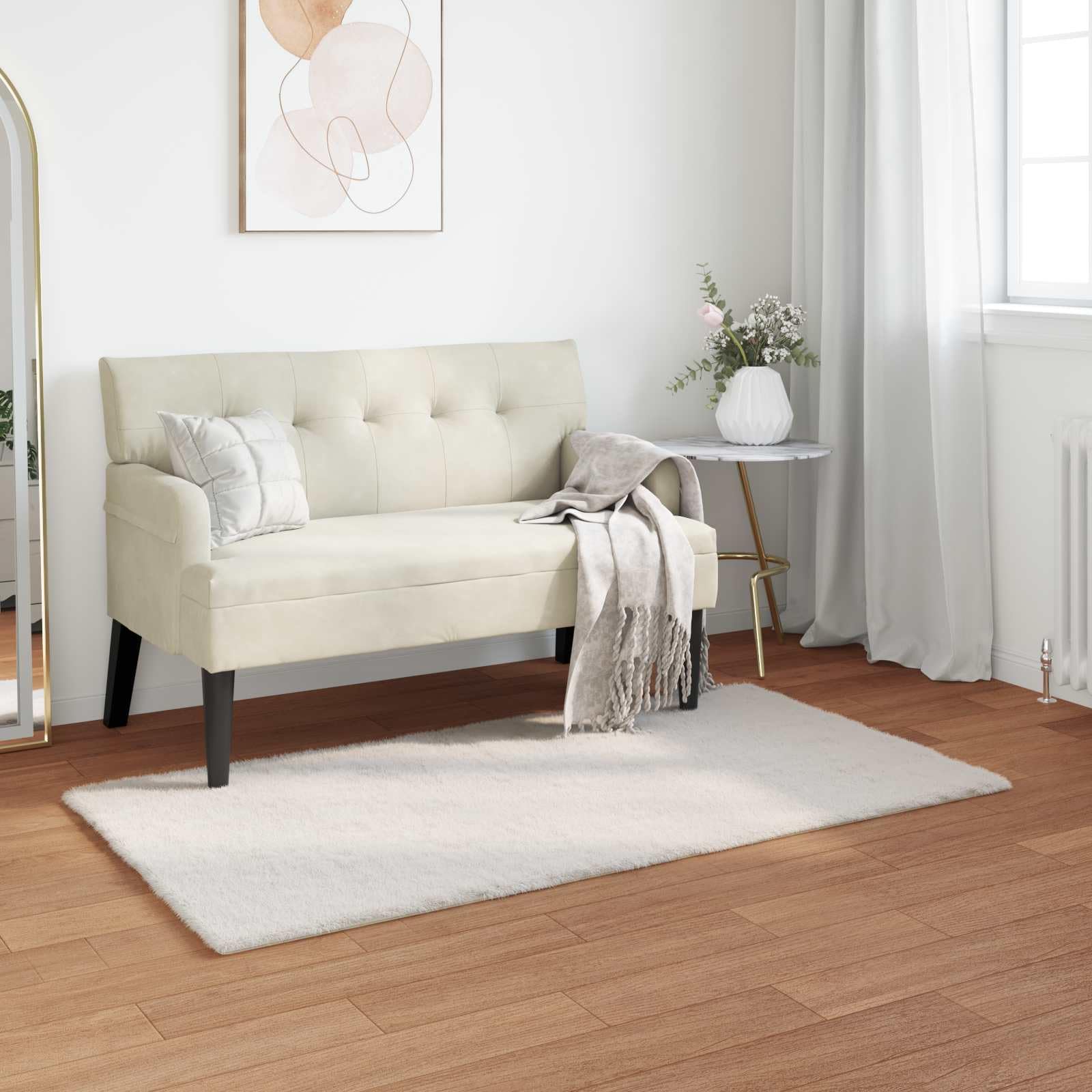 Generico Prostokątny dywan 80 x 150 cm ze sztucznego futra królika, antypoślizgowy, kremowy, miękki i ciepły do wnętrz, można prać ręcznie, oliwkowy