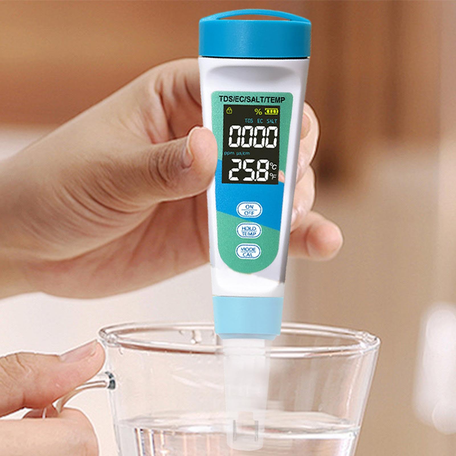 Medidor de prueba de agua, medidor de salinidad para acuario, Kit de prueba digital TDS y EC 4 en 1 herramienta de prueba multifuncional para acuario, agua salada, tanques de