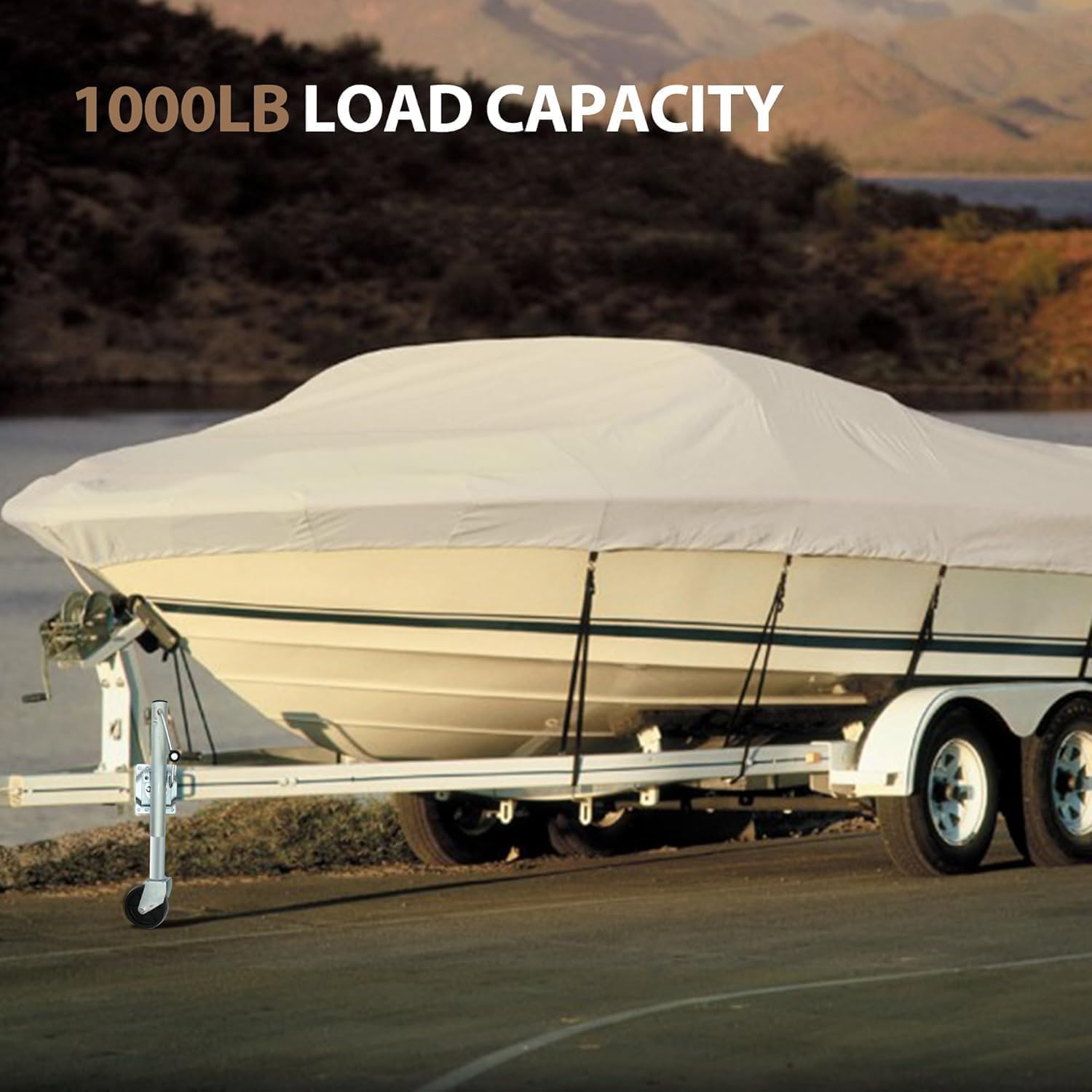 USA Swivel Side Crank Boat Trailer Jack 1,000LB Lift Capacity with Wheel and Install Hardware