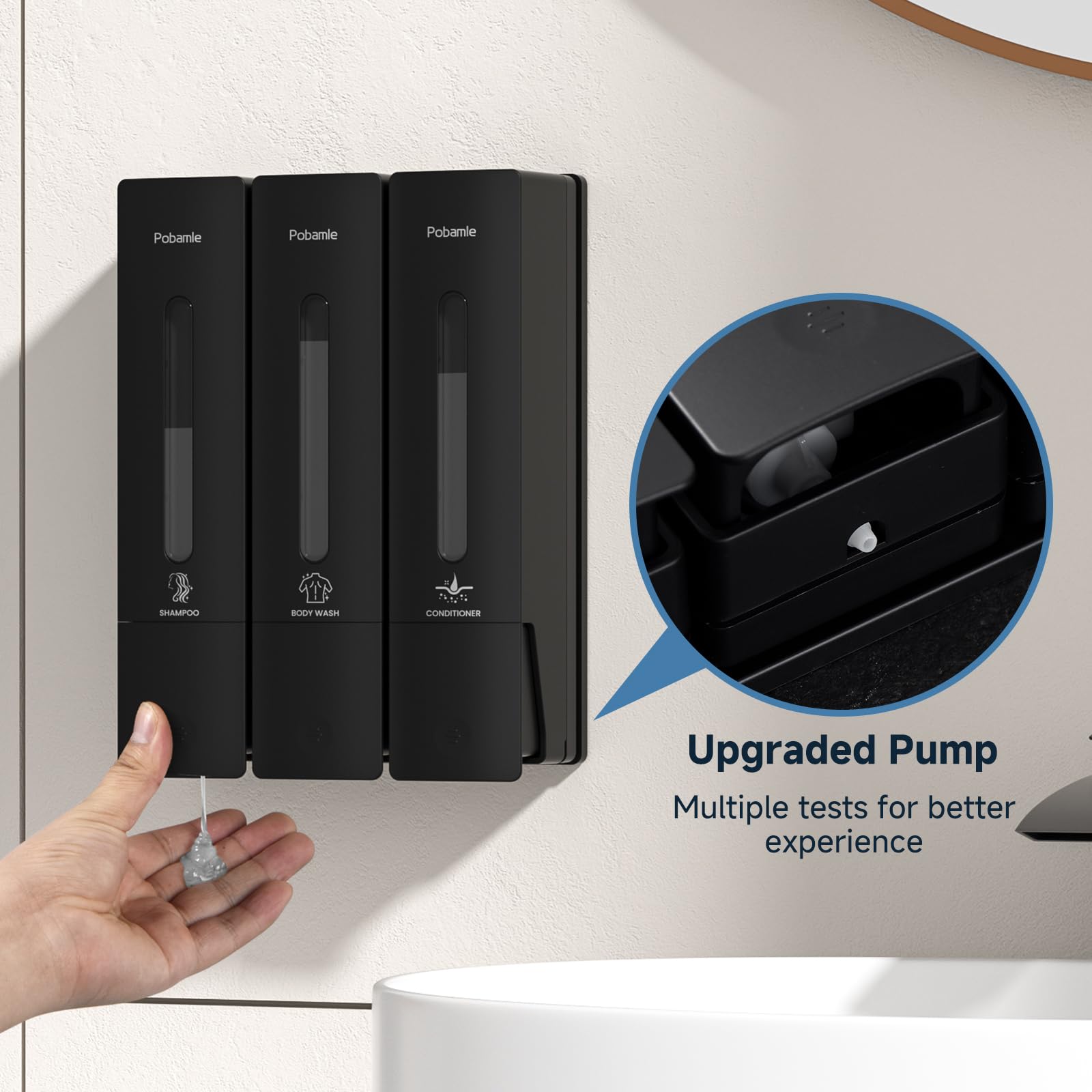 Dispenser Di Sapone Da Parete Per Doccia, 3 Camere, 400 Ml