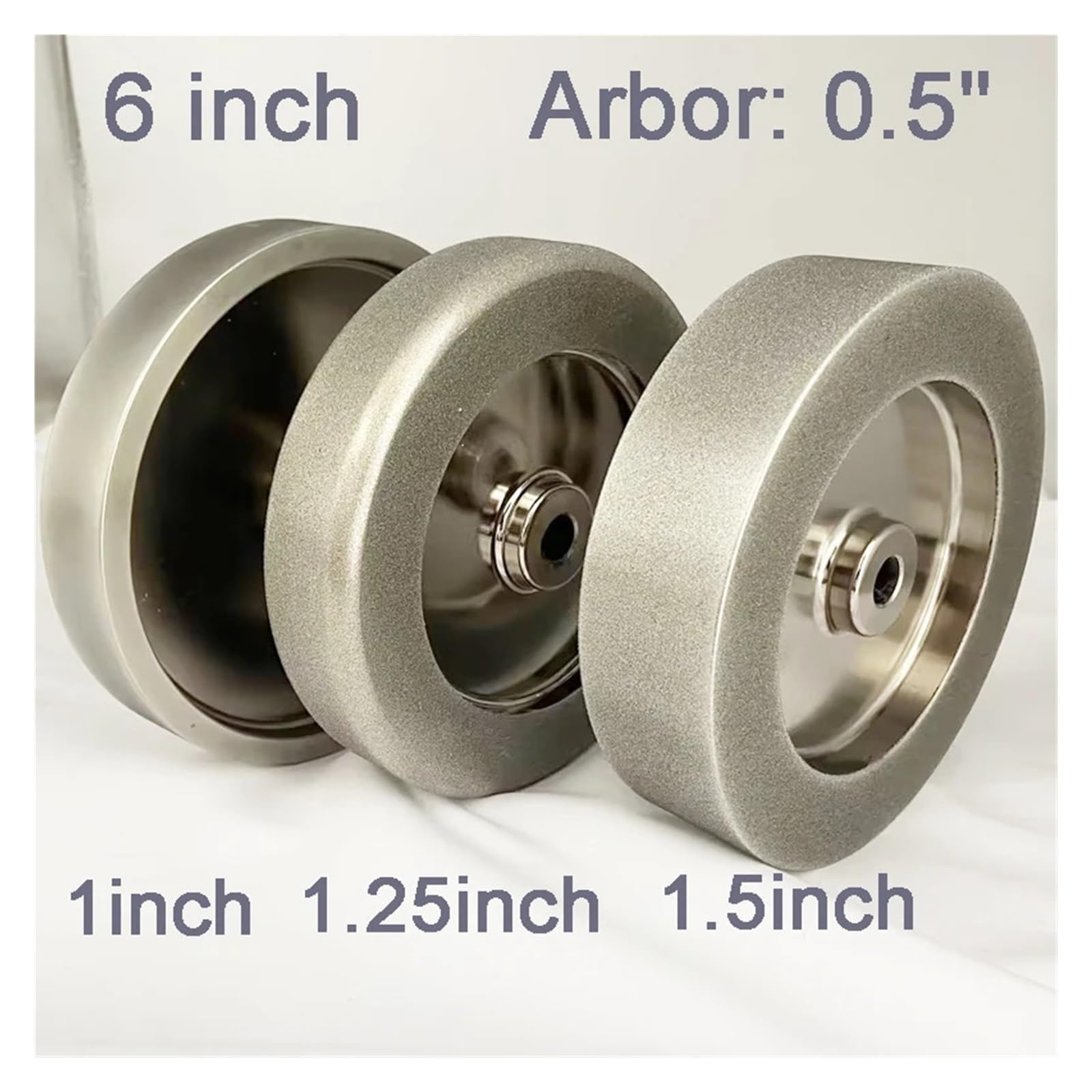 Mole abrasive da 150 mm, larghezza 6 pollici 1/1,25/1,5'' for smerigliatrici da banco, mole for affilatura di utensili for tornitura del legno
