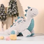 TCBunny Baby Dinosaur Bedtime Stuffed Animal Plush Toy 15", (Stegosaurus-Grey)