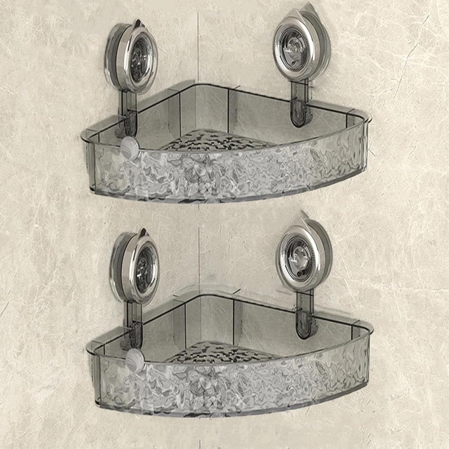 Raidley No Drill Clear Wall Caddy, Raidley Bathroom Storage Shelf, Drill-Free Removable Storage, No-Drill Clear Wall Caddy Suction Cup Storage (A+C)