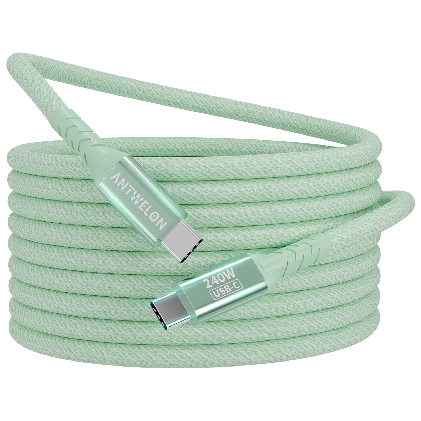 ANTWELON 240W USB C auf USB C Kabel PD 3.1 USB C 2M Nylon Geflochten Ladekabel Schnellladekabel für iPhone 16 15 Pro Max Samsung Galaxy S24 S23 Macbook Pro iPad Pro (grün)