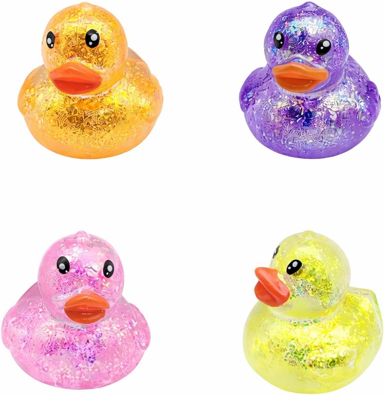 4PCS Duck Squishy Set, Cute Duck Squish-Y Sugar Stress Ball,Soft Stress Balls Moldable Slow Rise Relaxing Sensory Fidget Stress for Anxiety Relief